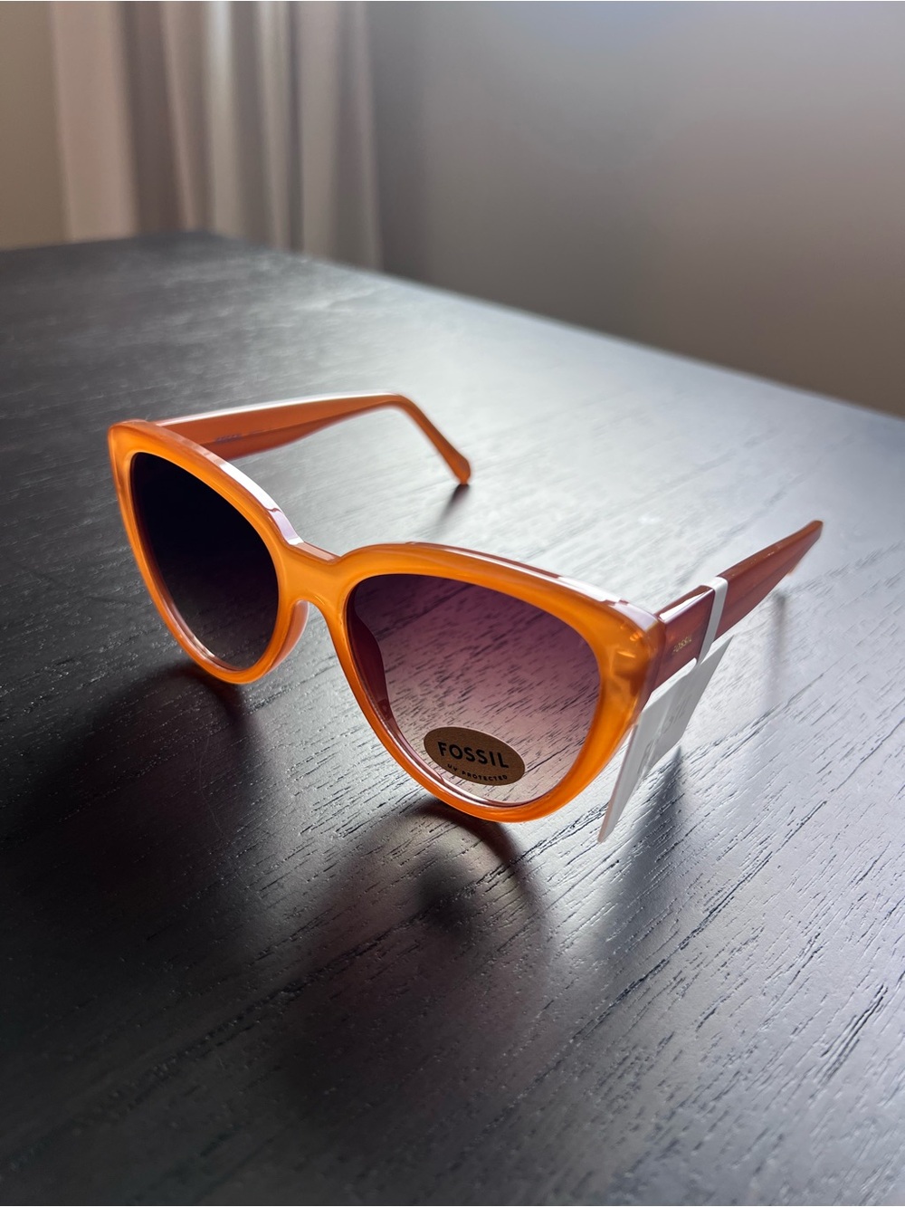Fossil 55mm Light Brown Honey Cat Eye Sunglasses